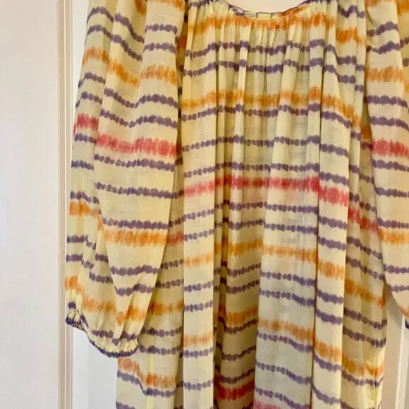 Zara Ombre Tie Dye Boho Maxi Dress, Cream Pink Purple - Picture 2 of 4